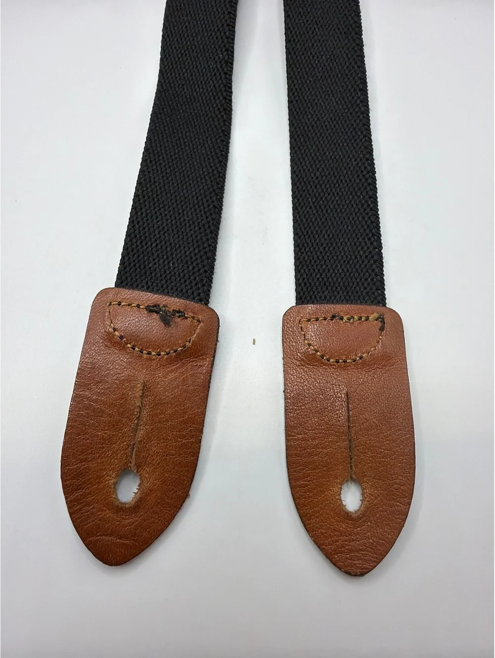 Cole Haan Vintage Black Elastic Suspenders with Brown and Black Leather Details